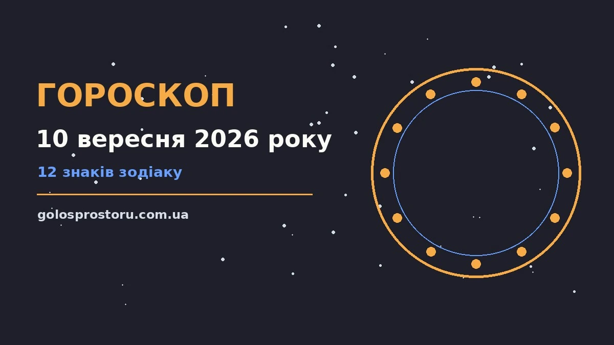 Гороскоп на 10 вересня 2026 року: ритм дня для 12 знаків про настрій, справи та гроші